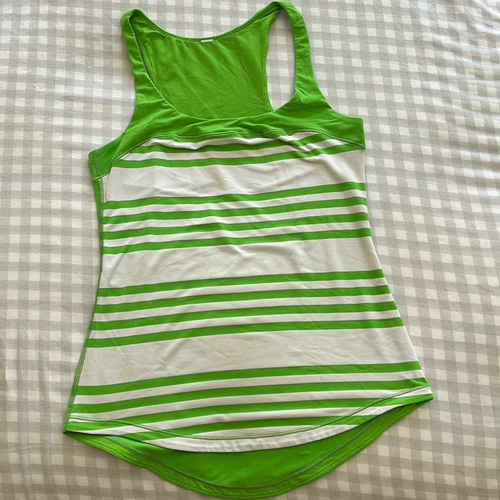 Lime Green Striped Lululemon Tank